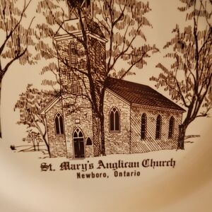 Vtg Plate Of St Marys Anglican Church In Newboro Ontario 22k Gold Georgian China